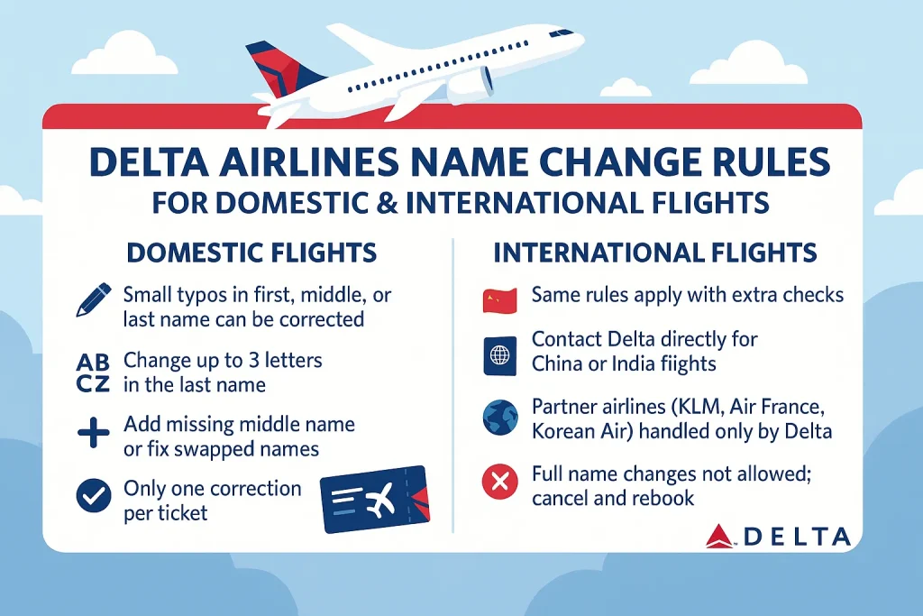 delta airlines name change rules