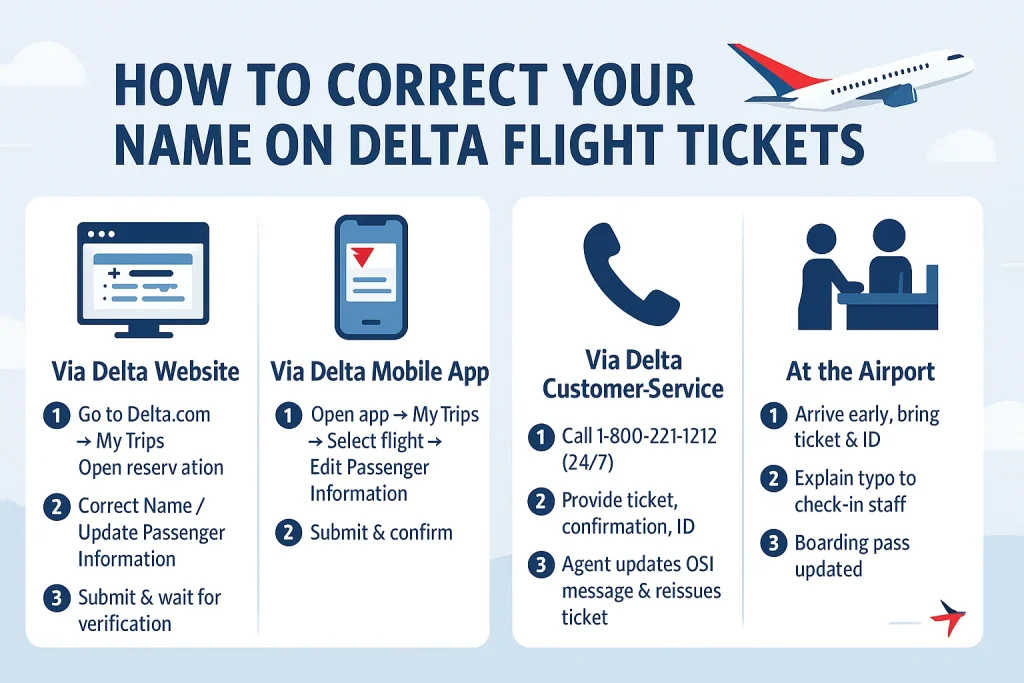 how to change name on delta airlines ticket
