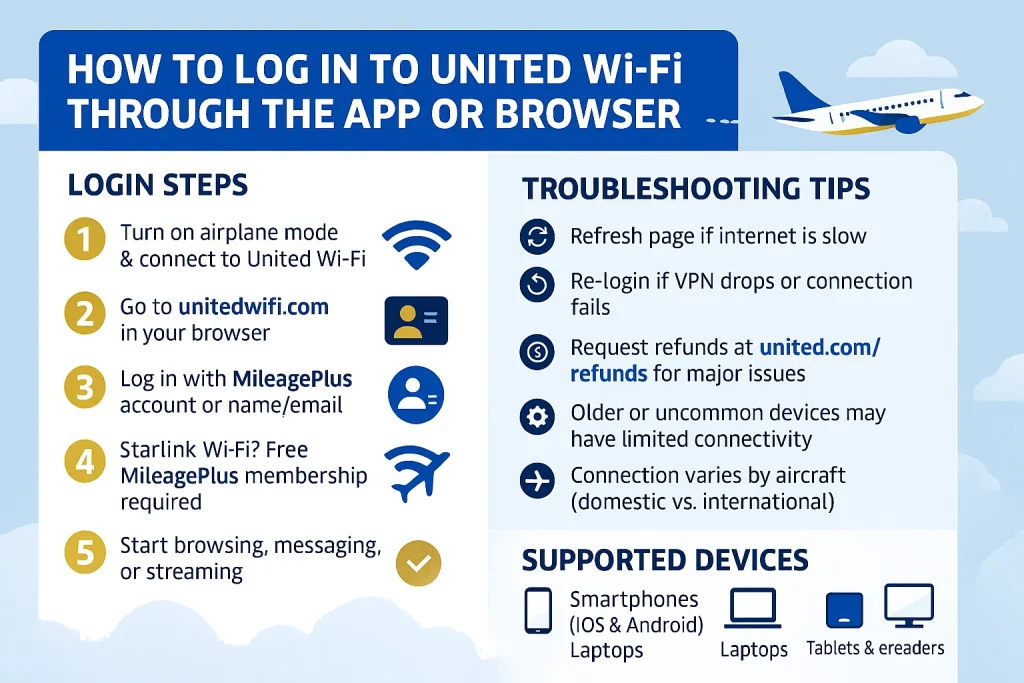how to log in united airlines wifi