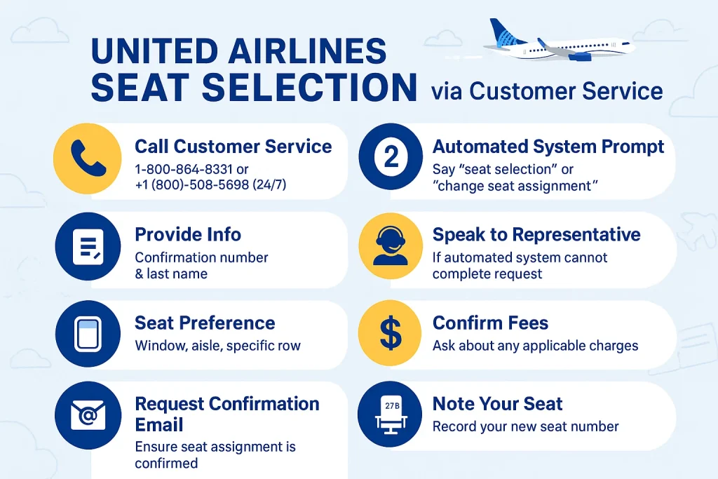 United airlines seat selection via customer service