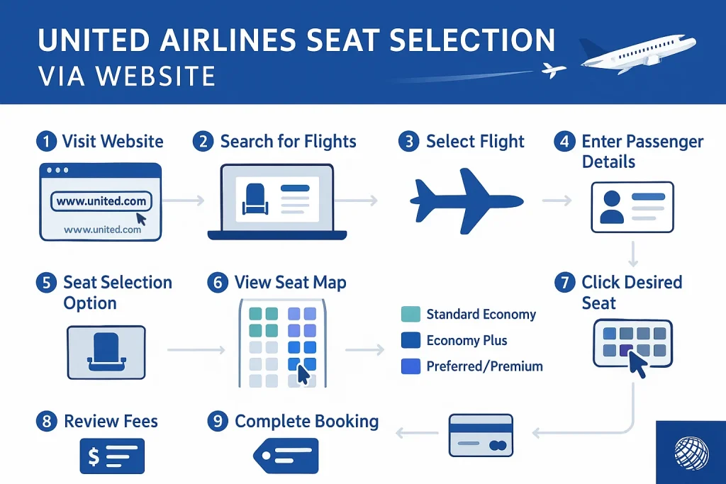 united airlines seat selection via website